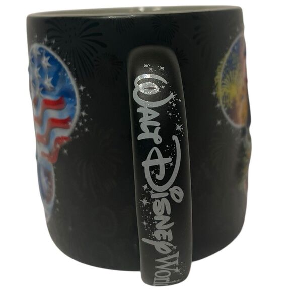 Disney World Mug Black Castle Fireworks Mickey Patriotic Disney Parks 16oz - Picture 2 of 8
